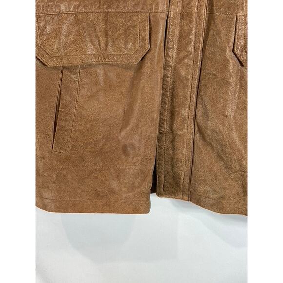 WILSONS LEATHER Men's Vintage Brown Leather Zip-Up Jacket SZ L - Picture 8 of 12